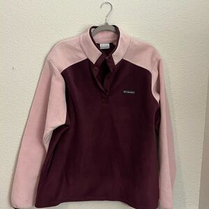 Columbia Women's Sweater - Light Pink and Dark Burgundy